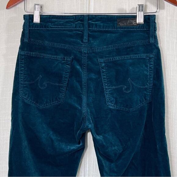 Anthropologie x AG Velvet Teal High Rise Slim Straight Stevie Ankle Pants Sz 26 - Picture 12 of 16